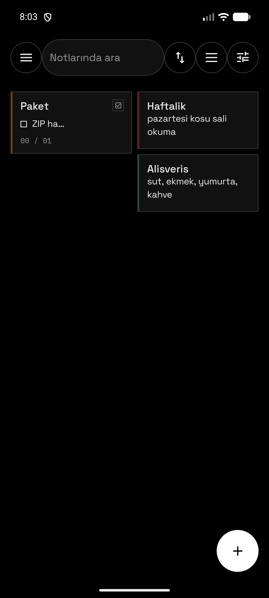 Not — Notlar